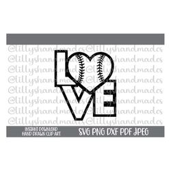 Love Baseball Svg, Baseball Love Svg, Baseball Heart Svg, Heart Baseball Svg, Baseball Lover Svg, Baseball Player Svg, B