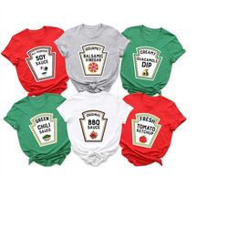 Funny Christmas Condiments Family Matching T-Shirts, Christmas Matching Family Shirts, Christmas Group Party Shirts ,Mat