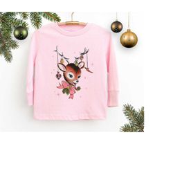 toddler christmas shirt long sleeve tee, reindeer shirt for baby, christmas gift granddaughter, cute christmas kids shir