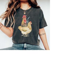 Comfort Colors Chicken Farm Shirt | Chicken T-Shirt | Nature Farmer Tee | Chicken Lover Gifts | Outdoors Farmer Life | W