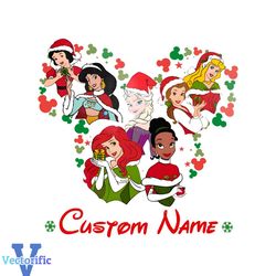 Personalized Princess Christmas PNG Sublimation Download