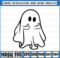 Ghost Middle Finger Svg, Halloween Ghost Spooky Season Svg, Funny Ghost Halloween Svg, Happy Halloween Png, Digital Down