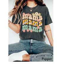 Comfort Colors Mama Shirt, Happy Mother's Day Shirt, Smiley Face Mama Shirt, Momma Shirt, Mama Tshirt, Happy Mom shirt,