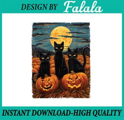 Black Cat Halloween Cat Lovers Png, Starry Night Cat Van Gogh Cat Png, Happy Halloween Png, Digital Download