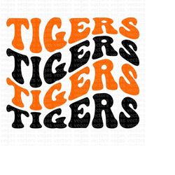 Tigers SVG, Tigers Wavy SVG, Tigers Mascot PNG, Digital Download, Cut File, Sublimation, Clipart (includes svg/dxf/png/j