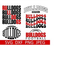Bulldogs SVG Bundle, Bulldogs PNG Bundle, Red/Black, Digital Download, Cut Files, Sublimation, Clipart (5 individual svg