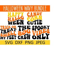 Halloween SVG, Retro, Boho, Wavy, Halloween PNG, Digital Download, Cut File, Sublimation, Clipart (5 individual svg/dxf/