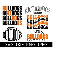 Bulldogs SVG Bundle, Bulldogs PNG Bundle, Orange, Digital Download, Cut Files, Sublimation, Clipart (5 individual svg/dx