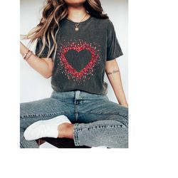 Comfort Colors Valentines Day Shirt, Love Heart Shirt, Valentines TShirt Gift for Her, Women's Boho Valentine Shirt for