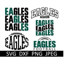 Eagles SVG Bundle, Eagles PNG Bundle, Digital Download, Cut Files, Sublimation, Clipart (5 individual svg/dxf/png/jpeg f