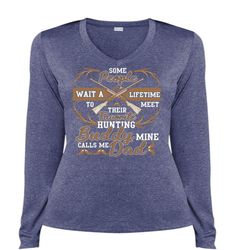 Favorite Hunting T Shirt, I Love Hunting T Shirt, Cool Shirt (Ladies LS Heather V-Neck)