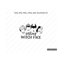 Resting witch face SVG, Halloween Svg, Evil Queen Svg, Ursula Svg,  Maleficent Svg, Cruella Svg, Cricut, Silhouette Cut
