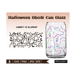 Cute halloween Ghost svg ,can shaped glass svg, Ghost libbey 16oz , file cup wrap , Digital Download Cut fies