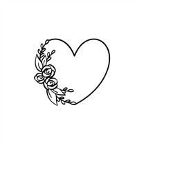 Rose Heart Svg, Floral Heart Svg, Heart Frame Svg, Heart Svg, Flower Svg, Rose Frame SVG, Flower Frame Svg, Cut Files Fo