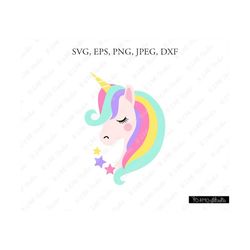 Unicorn SVG, Unicorn head Svg, Unicorn Clip Art, Unicorn Face SVG, Cute Unicorn SVG, Cricut, Silhouette Cut File Chevron