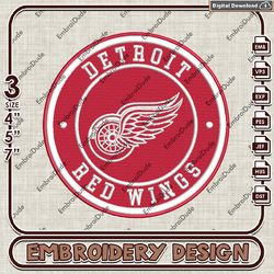Detroit Red Wings NHL Team Embroidery Design, NHL Logo Embroidery Files, NHL Wings Embroidery, Machine Embroidery