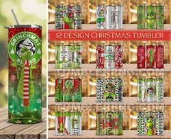Bundle 12 Designs Christmas Tumbler Design,Grinch Tumbler Wrap, Christmas Tumbler Png 71