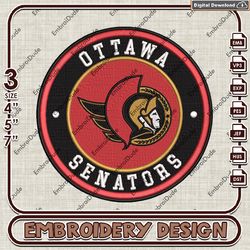 Ottawa Senators NHL Team Embroidery Design, NHL Logo Embroidery Files, NHL Senators Embroidery, Machine Embroidery