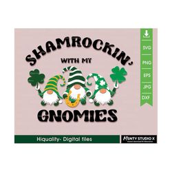 Shamrockin' With My Gnomies SVG, St Patricks Day svg, Shamrock svg, Gnome Svg digital Download ,Png ,dxf ,Cut files