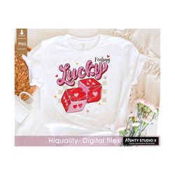 Groovy valentines , Feeling Lucky PNG , Valentines Sublimation Png ,Retro Feeling Lucky Png, Valentine Png, Valentine's
