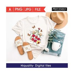 Beautiful Sublimations, Flower  butterfly PNG ,Designs Downloads, Png, Clipart, Shirt Design, Sublimation Downloads, but