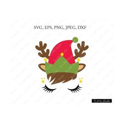 Reindeer SVG, Reindeer Head Svg, Reindeer Clip Art, Reindeer Face SVG, Christmas SVG, Christmas Reindeer, Cricut, Silhou