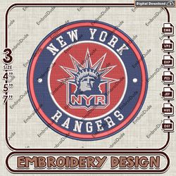 New York Rangers NHL Team Embroidery Design, NHL Logo Embroidery Files, NHL Rangers Embroidery, Machine Embroidery