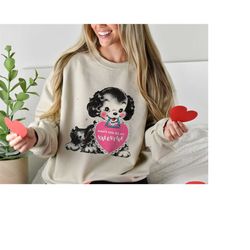 retro valentines day sweatshirt, dog valentines shirt gift for dog lover, valentines gift for her, vintage valentines, t