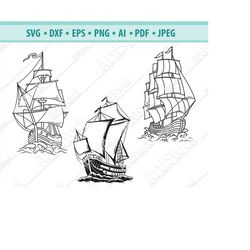 Sailing ships SVG, Ship Svg, Sailboat Svg, Boat cut file, Sailing Ships Clipart, Files for Cricut, Dxf, Png, Eps, Sail S
