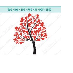 Tree with Heart Leaves SVG File -Commercial & Personal Use- Vector Art file,SVG File for Cricut,svg for Silhouette Cameo