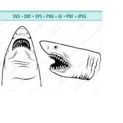 Shark SVG, Shark head Svg, Shark Clipart, Sharks mascot svg, Great white shark, Predator muzzle Svg, Sport team mascot S