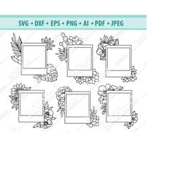 floral photo frame svg, flower photos svg, square frame svg, photo frame svg, cactus frame svg, photo picture with flowe