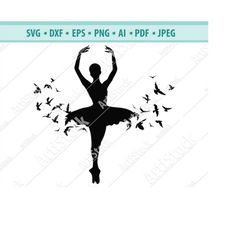 ballet svg, ballerina svg, balllet tutu with flying birds svg, ballet dancer svg, ballet clipart, ballerina birds svg, f