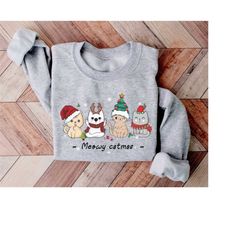 Christmas Cat Sweatshirt | Meowy Catmas, Cat Christmas Sweater, Cat Lover Shirt, Cat Mom Gifts, Funny Christmas Cat Shir