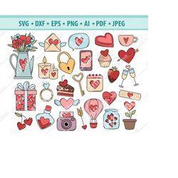 Valentines Day SVG, Love clipart Svg, Valentine elements SVG, Romantic icon Svg, Wedding Svg, Valentine doodle Svg, Love