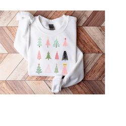 Boho Christmas Trees Sweatshirt | Vintage Christmas Sweater, Boho Trees Sweatshirt, Christmas Shirts, Boho Christmas Swe