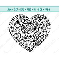 Heart SVG file, Heart cut file, Love symbol Svg, Floral heart Svg, Valentine cut file, Wedding svg, Heart vector, Silhou