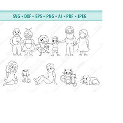 Happy family figure Svg File, Family cut files, Stick family clipart, Files for cricut, Silhouette cameo, Stick figures