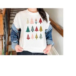 Comfort Colors Christmas Shirt, Boho Christmas Trees Shirt, Christmas Shirts For Women, Cute Christmas Shirt, Holiday Sh