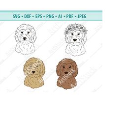 Goldendoodle SVG, Dog with Flower Crown SVG, Dog Silhouettes, Dogs SVG, Digital Cutting File, Vector file, File For Cric