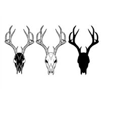 DEER SKULL SVG, deer skull silhouette cut files, deer skull svg for cricut, deer skull clipart