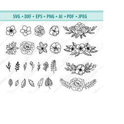 flower svg files, flower border svg, floral svg files, flower cut file, floral headband svg, flower designer svg, bouque