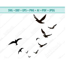 Flock of Birds SVG Vector, Silhouette of birds SVG, flying birds for cricut, Birds Cut files, Flock of birds clipart, Df