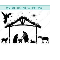 Nativity SVG, Nativity scene svg, Christmas SVG, Holiday Decoration Decal, jesus baby svg, Nativity Cricut, Silhouette f