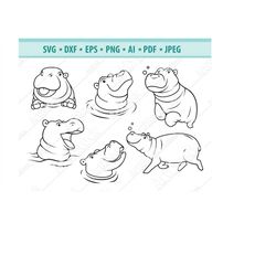 Hippo SVG, Hippopotamus SVG, Safari Creatures Svg, Hippo Clipart, Baby Hippo Svg, Cute Hippo Svg, Files For Cricut, Vect