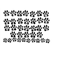 PAW ALPHABET SVG, Paw Font Svg, Paw Letters and Numbers for Cricut, Pet Font Svg