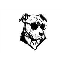 DOG in TUXEDO SVG, Dog in Tuxedo Clipart, Dog with glasses Svg Files For Cricut, Amstaff Svg Cut Files, Pitbull Svg