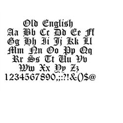OLD ENGLISH FONT Svg, Old English Alphabet Svg, Old English Letters and Numbers Svg for Cricut