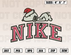 Snoopy Nike Christmas Embroidery Designs, Christmas Embroidery Design File Instant Download