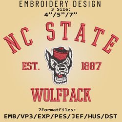 nc state wolfpack embroidery design, ncaa logo embroidery files, ncaa nc state wolfpack, machine embroidery pattern